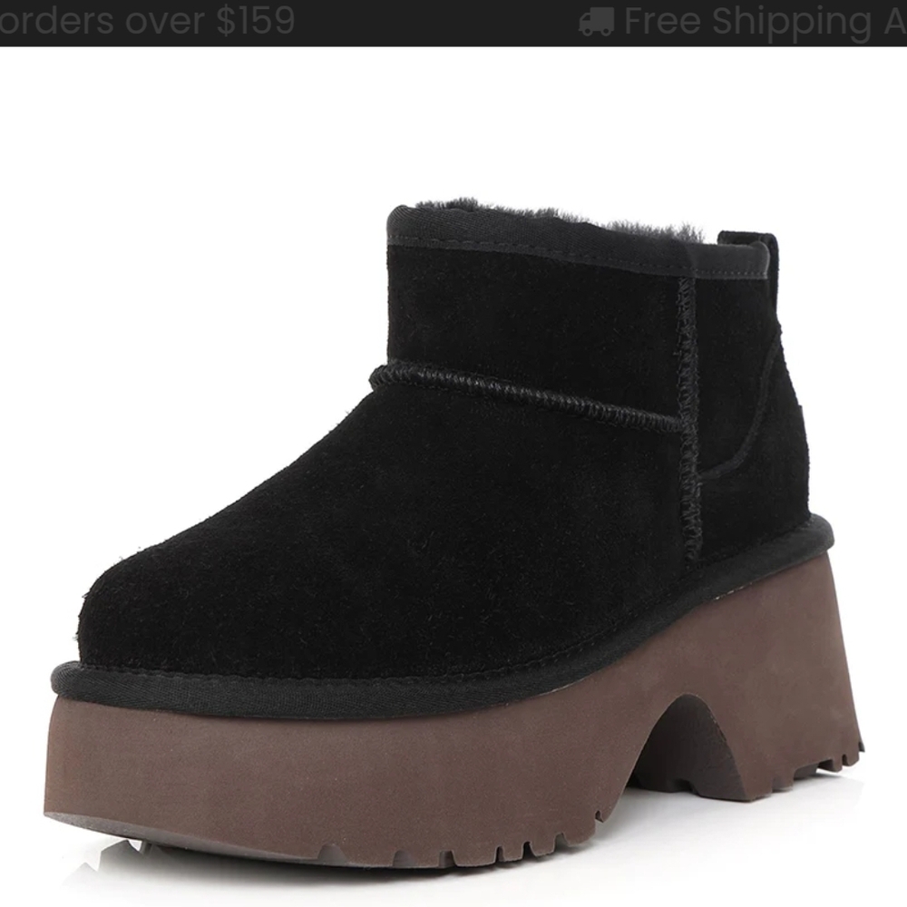 UGG Black Suede Platform Boots - Picture 4 of 4
